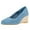 Blue, variant on FSJ Women Charming Braided Espadrille Wedge Mid Heel Pumps Round Closed Toe Slip On Casual Office Party Formal Shoes Size 8 Blue