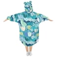 thumbnail image 2 of FORMRS Wearable Blanket Hoodie with Sleeves for Kids Cozy Flannel Sweatshirt, Vibrant Cat Pattern, 2 of 7