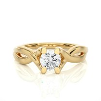 Moissanite Round Cut Moissanite Solitaire Engagement Ring 14K Yellow Gold Plated S925 Silver Anniversary Wedding Promise Ring for Women