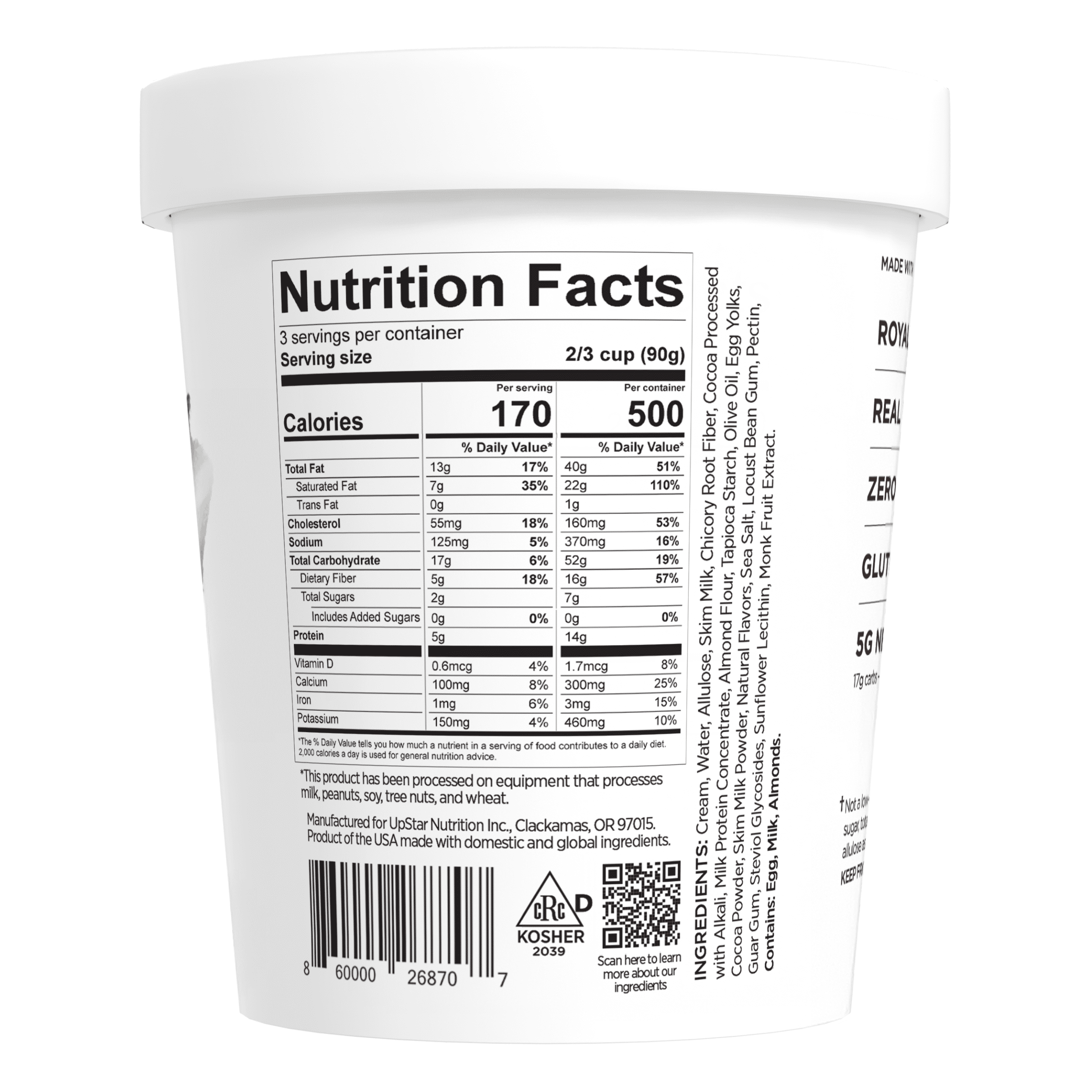 Keto Pint Triple Chocolate Brownie Ice Cream, No Added Sugar, 16 fl oz (Frozen)