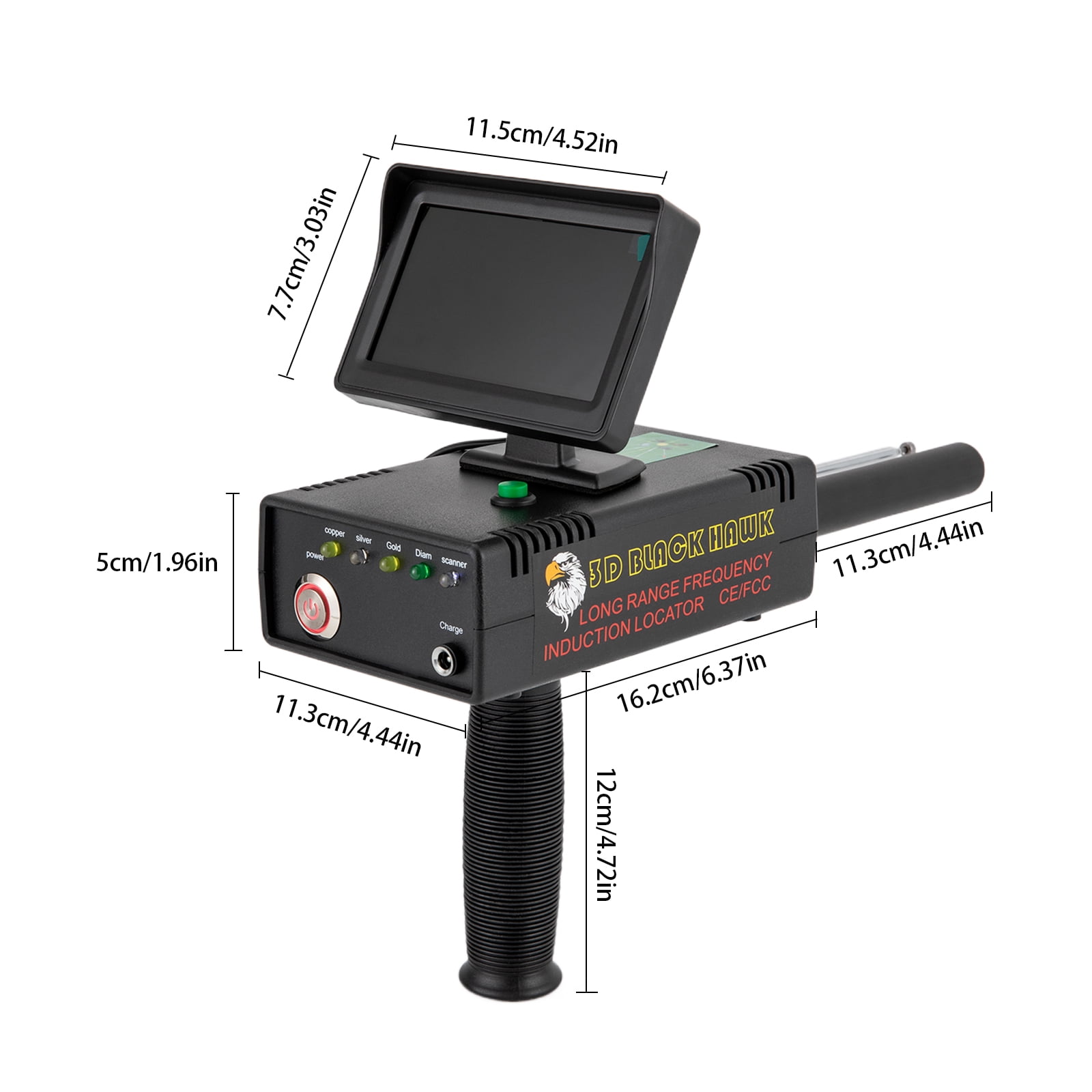 ABS Metal Detector Long Range Underground Metal Finder 3937ft Range 98.4ft Depth Treasure Scanner Metal Detector Locator for Gold Silver Copper Diamond 3D LED Display