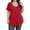 Red_#61903, variant on Homozy Plus Size Tops Women Short Sleeve Summer Casual Loose V Neck Blouse with Pocket Solid Color Tunic Shirts for Women