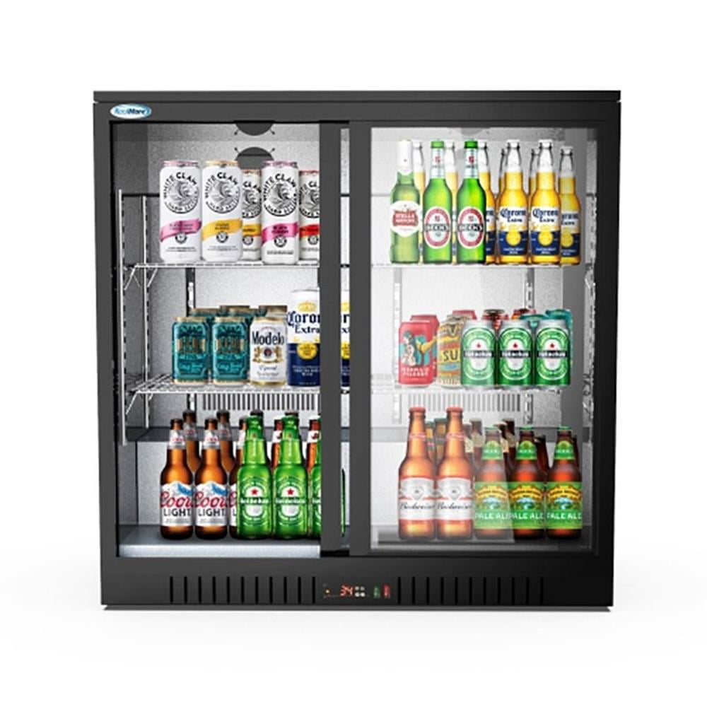 Pemberly Row 2 Slide Door Metal Back Bar Cooler Counter Height Refrigerator