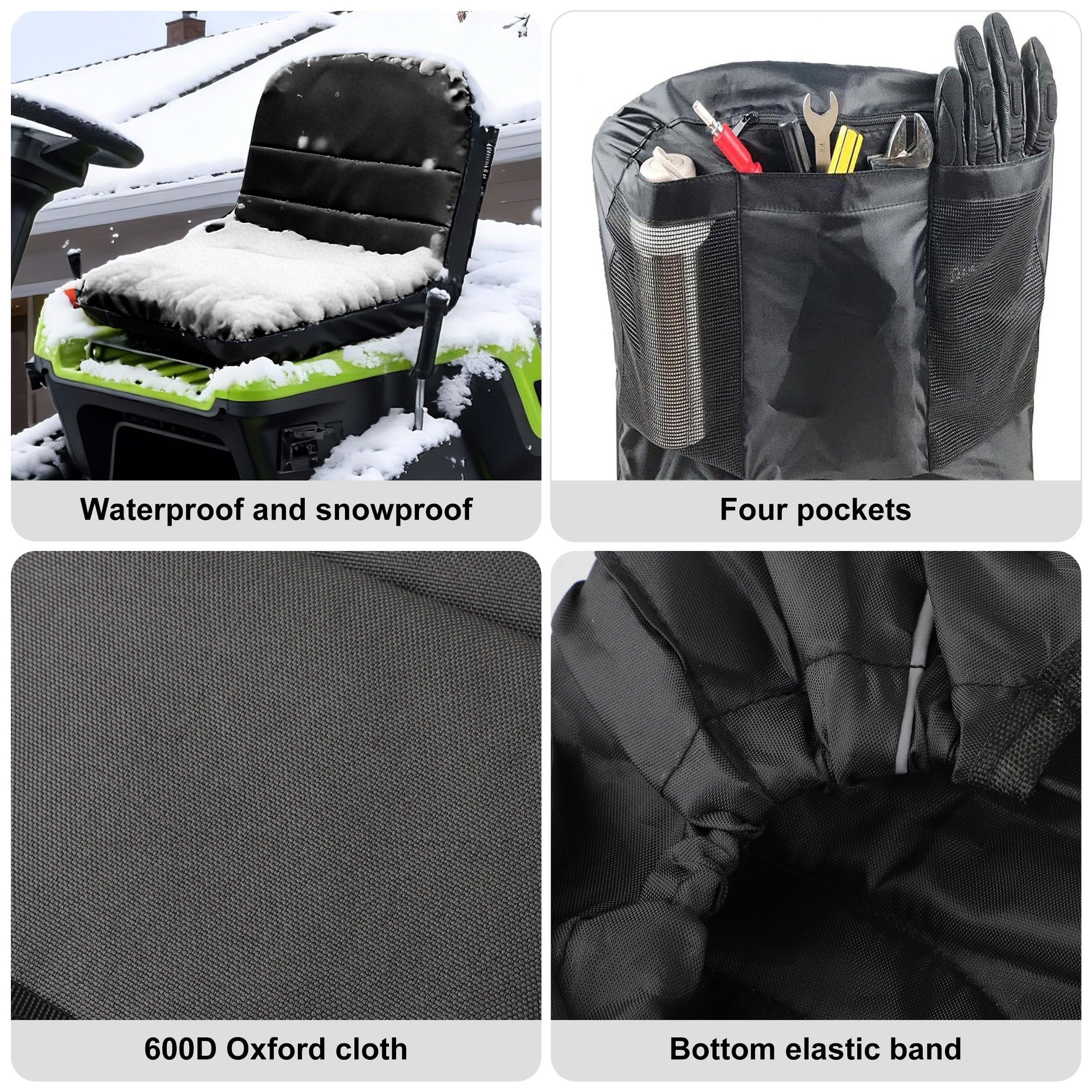 Lawn Tractor Seat Cover, TSV Universal Lawn Mower Seat Cover, Black