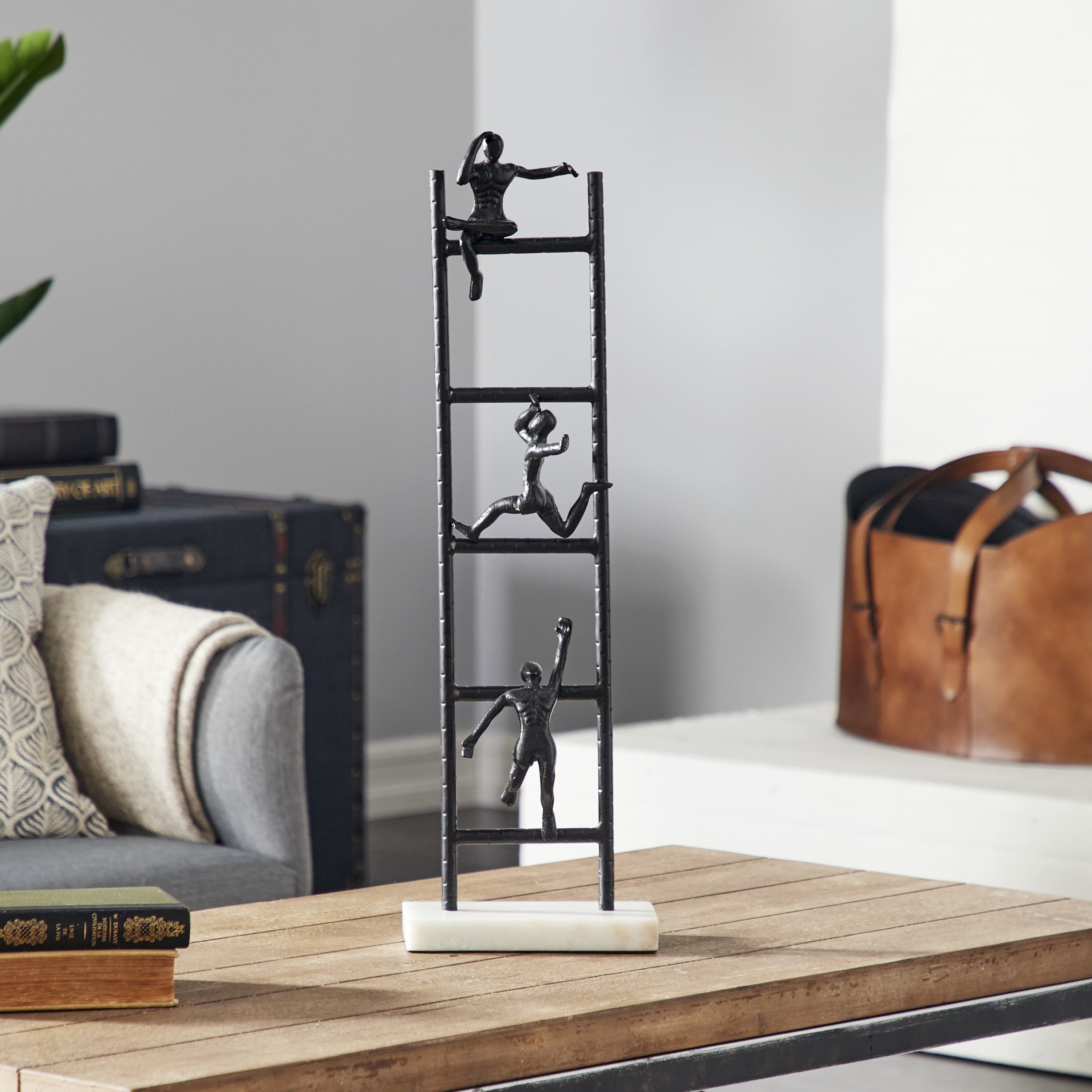 DecMode 8"W, 26"H Metal Contemporary Geometric Sculpture, Black