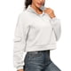 thumbnail image 3 of Sudadera con media cremallera para mujer, sudadera sin capucha de fibra de poliéster transpirable de Color puro, sudaderas informales para oficina, color blanco S, 3 of 6