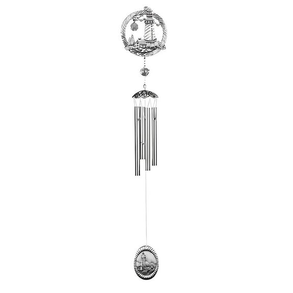 FC Design 28" Long Pewter Lighthouse Wind Chime Statue Sculpture Ornament Decoration Home/Room/Garden Decor and Unique Gift Ideas for Housewarming, Holidays and Birthdays