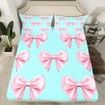 thumbnail image 2 of Manfei Dreamy Bowknot Bed Sheets Set Full Size, Cyan Pink Bedding Full Size, Princess Ribbon Full Sheet Sets, Super Cozy Room Decoration, 4 Pieces, 2 of 7