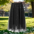 thumbnail image 2 of Ahuyic Womens Casual Dress,Womens Plus Size Dress,Womens Loose able Casual Solid Color Spring/Summer Mesh Yarn Glitter Skirt,Black,S, 2 of 5