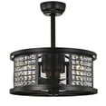 thumbnail image 2 of Lacey Matte Black 19-Inch 4-Light Geometric Metal & Crystal Drum Shade Fandelier, 2 of 13