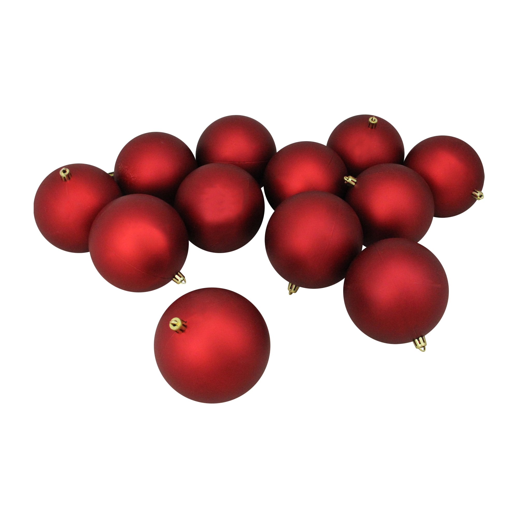 Northlight 12ct Shatterproof Matte Christmas Ball Ornament Set 4" - Red