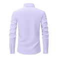 thumbnail image 4 of Domuza Dress Shirts Men Long Sleeve Stretch Regular Fit Button Up Shirts Stylish Casual Business Solid Color Tops Purple XXL, 4 of 9