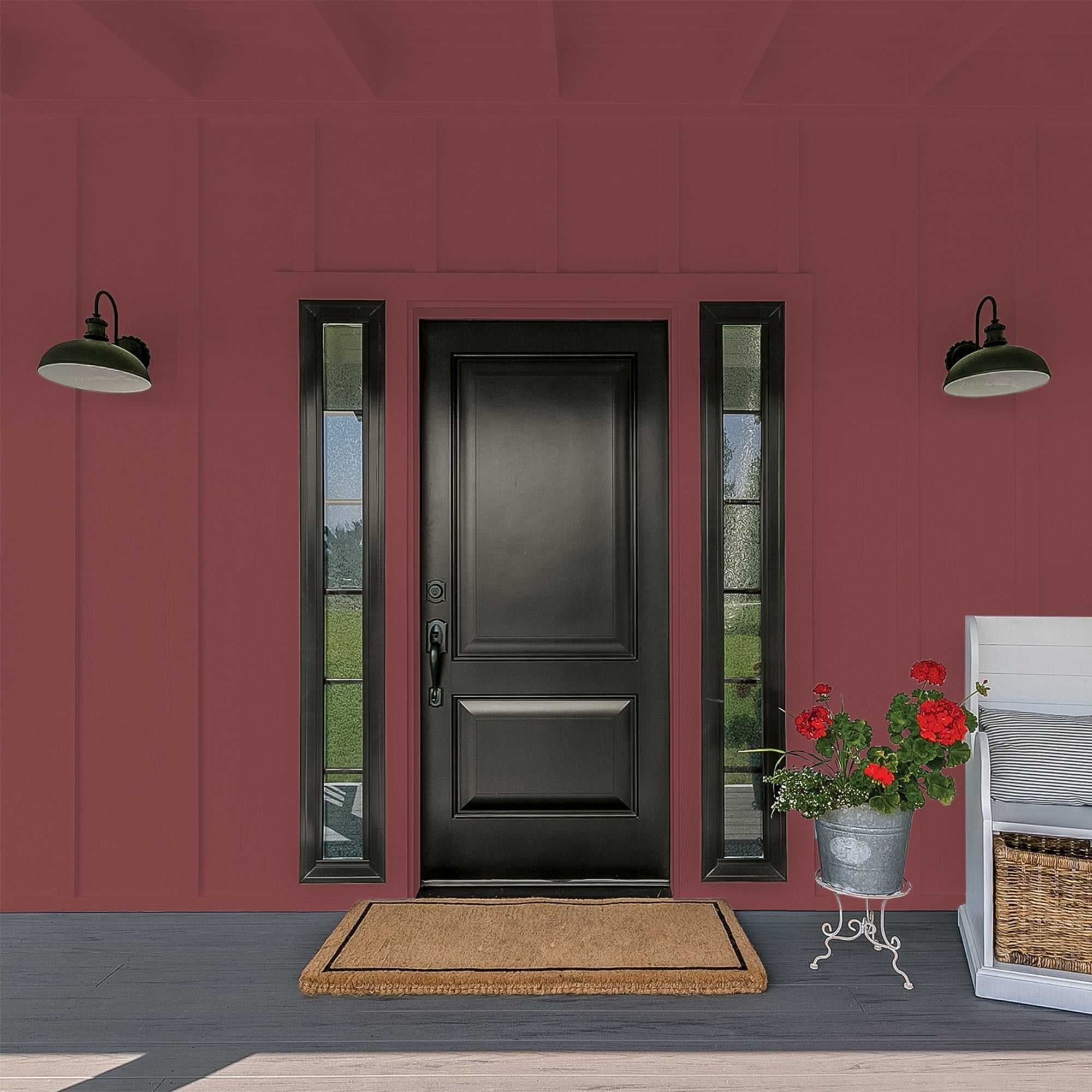Glidden One Coat Bordeaux / Red Flat Exterior Paint with Primer, 1 Gallon