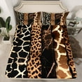 thumbnail image 3 of Homewish 3pcs Brown Leopard Twin Sheet Set, Giraffe Cheetah Animal Microfiber Decor, 3 of 8