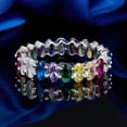 thumbnail image 2 of 5x3mm Oval-Cut Lab-Created Multi-Sapphire Full Eternity Band Ring for Women in 925 Sterling Silver – Elegant and Colorful Jewelry, 2 of 6