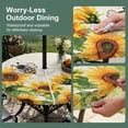 thumbnail image 5 of Round Outdoor Tablecloth with Umbrella Hole and Zipper, Sunflower Leaves Tablecloth with Elastic Waterproof, Bee Spring Retro Farmhouse Patio Table Covers for 45" - 54" Picnic Pool Tables, 5 of 9