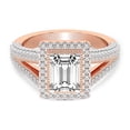 thumbnail image 4 of IGI Certified 3 Carat Emerald Shape Lab Grown Diamond Engagement Ring | 14K Rose Gold | Opulenté Antique Halo Diamond Ring | FG-VS Quality Friendly Diamonds, 4 of 6