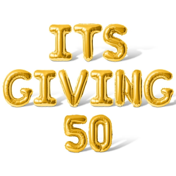 Letter Balloons - ITS GIVING 50 16" Inch Alphabet Letters Foil Mylar Balloon 50th Birthday Party Banner (Gold)