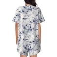 thumbnail image 6 of Susaid Indigo Tie Dye Print Women's Pajama Set, Button-Up Sleepwear with Elastic Waist Shorts, Perfect for Lounging, Yoga, Beach, and Casual Wear-XX-Large, 6 of 7