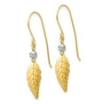 thumbnail image 2 of Primal Gold 14K Two Tone Gold Stamped Leaf Shepherd Hook Earrings, 2 of 4