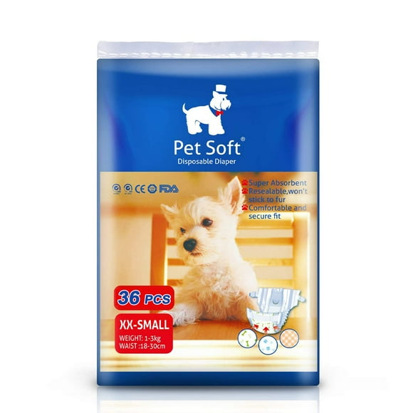 Pet Soft Dog Diapers Female - Disposable Puppy Diapers Cat Diapers 36Pcs Xxsmall