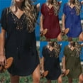 thumbnail image 4 of Clearance!BKQCNKM Bathing Suit Cover Up for Women, Beach Vacation Clothes for Women, Cover Ups for Swimwear Women, Lace V Neck Crochet Coverups for Women, Bikini Cover Up, Army Green XL, 4 of 7