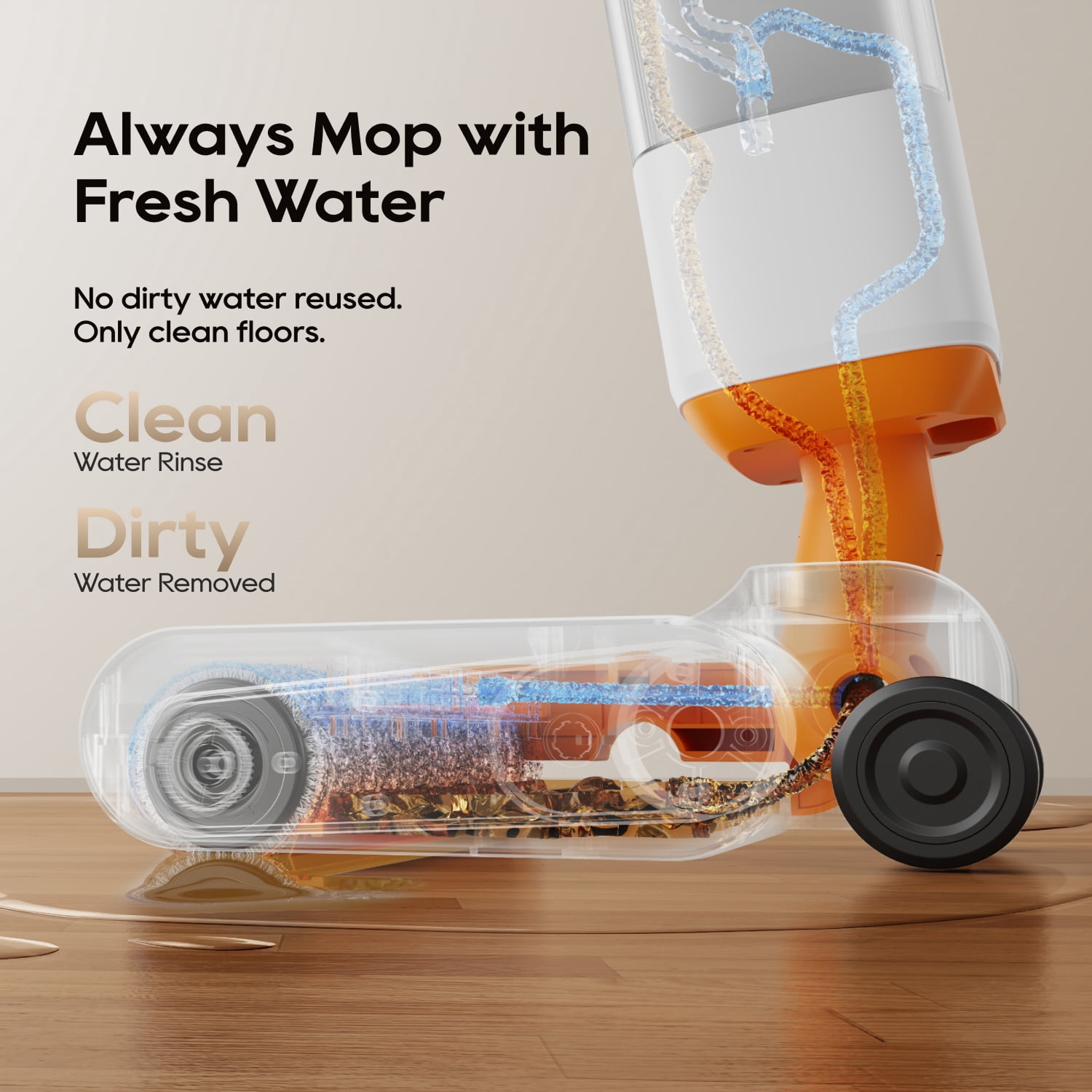 Dreame FloorX 110 Cordless Wet Dry Floor Washer for Tile, Marble, Wood & Laminate, Self-Cleaning Brush, Dual-Tank, 165° Lie-Flat, 45 Min, HMP16B
