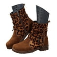 thumbnail image 3 of Women's Ankle Boots - Oversized Square Toe Suede Short Work Boots with Side Zipper and Round Toe, 3 of 9