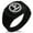 Black, variant on Stainless Steel Murakami Samurai Crest CZ Ribbed Needle Stripe Pattern Biker Style Polished Ring