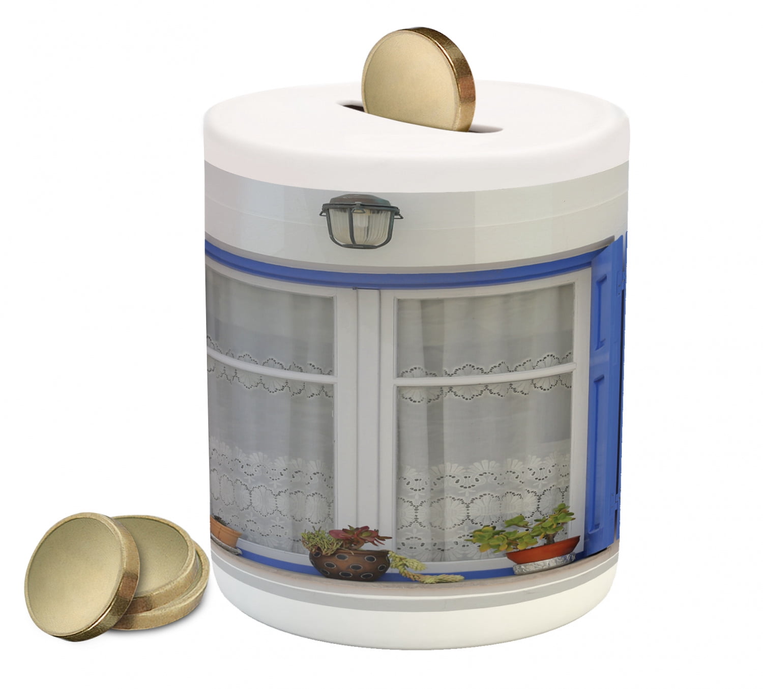 Country Piggy Bank, Typical Greek Style Wooden Window Shutters with ...