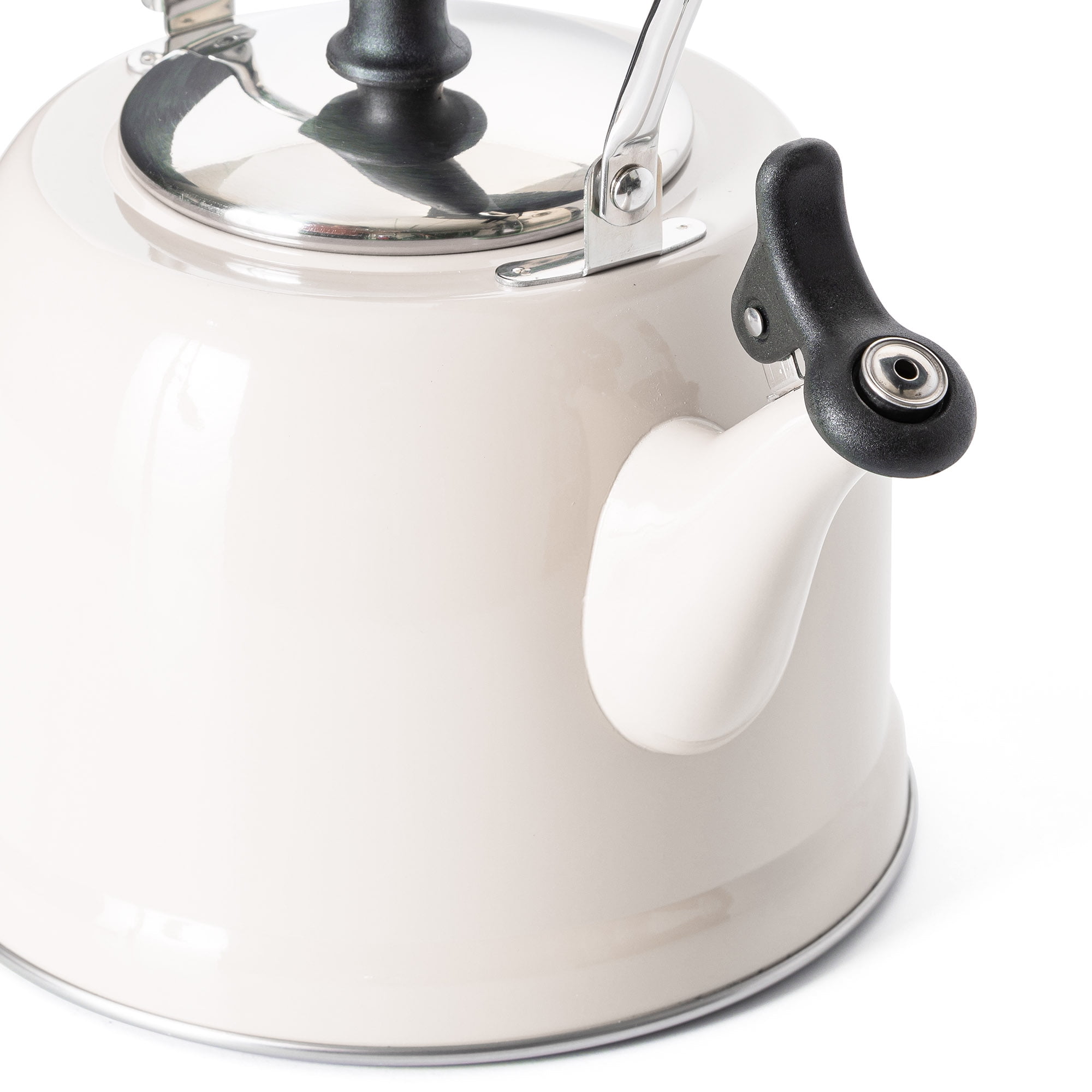 Martha Stewart Everyday Lily Pond 2.2-Quart Stainless Steel Stovetop Tea Kettle with Lid, Linen