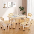 thumbnail image 3 of Ajustable en altura niños mesa y 4 sillas set: rectangular mesa superficie grafiti, non-slip legs, durable & safe bpa-free materials - ideal home, classroom, playroom (ages 3 - 8, burlywood), 3 of 8