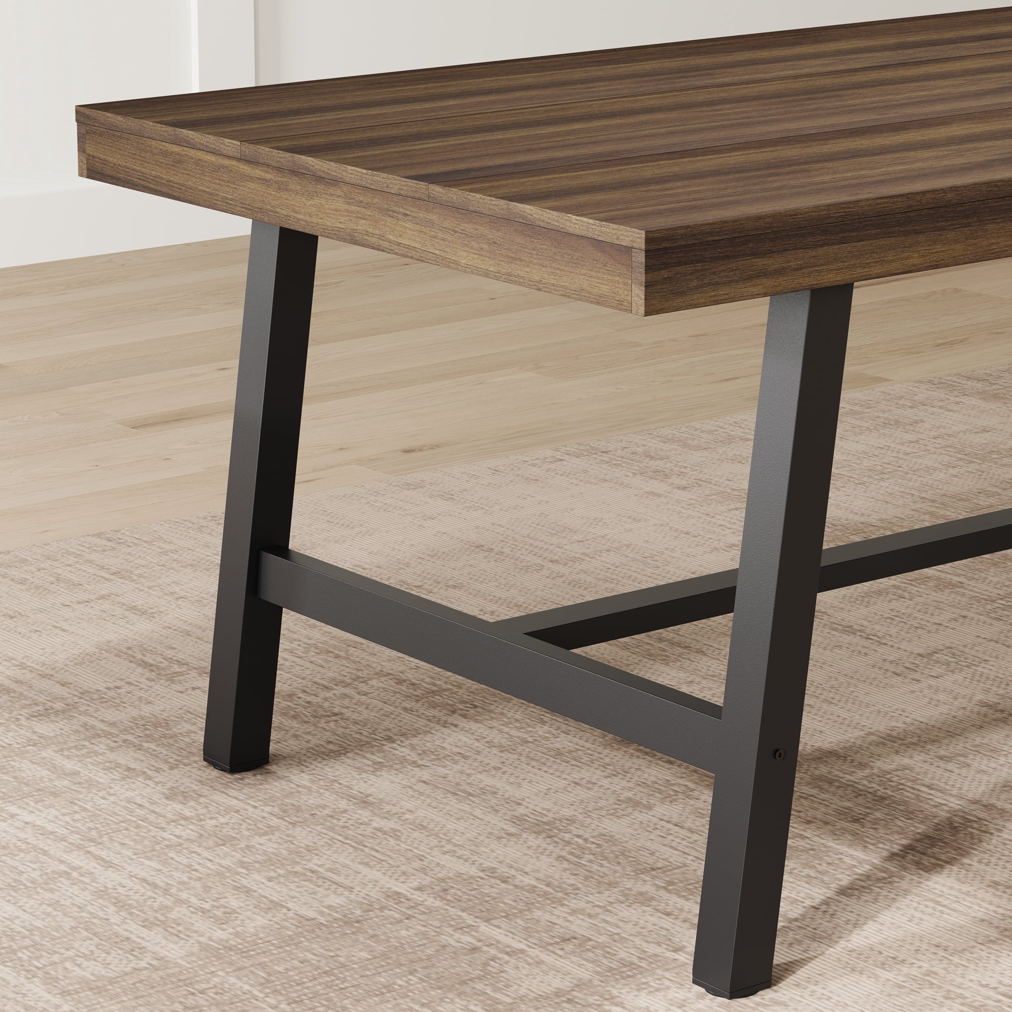 70.87 Inch Long Large Rectangle Dining Table for 6-8 People, Modern Kitchen Dining Room Table with Rustic Wooden Tabletop & Strong Metal frame(Only Brown Table)