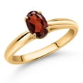 thumbnail image 2 of Gem Stone King 10K Yellow Gold Red Garnet Solitaire Engagement Ring for Women (0.87 Cttw, Oval 7X5MM, Gemstone January Birthstone, Available in Size 5, 6, 7, 8, 9), 2 of 4