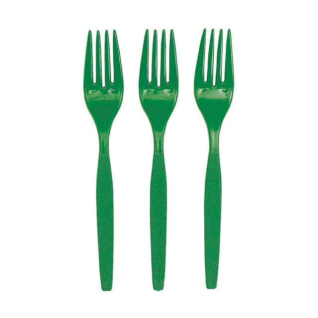 Fun Express - Kelly Green Plastic Forks (50 Pc) - Party Supplies - Solid Tableware - Cutlery - 50 Pieces