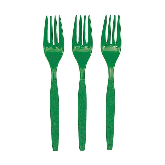 Fun Express - Kelly Green Plastic Forks (50 Pc) - Party Supplies - Solid Tableware - Cutlery - 50 Pieces