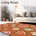 thumbnail image 2 of ODIKA 3'x5' Machine Washable Non-Slip Area Rug, Whimsical Gingerbread Cookie Featuring Snowflake and Details High Traffic Rug, Brown, 623481, 2 of 7