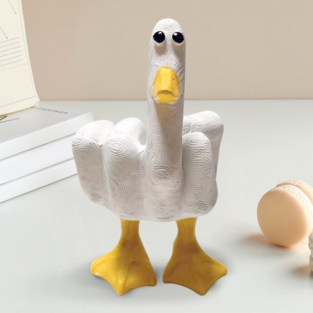 Dedo medio pequeño pato decoración resina mini pato decoración 15 cm regalo de escritorio creativo