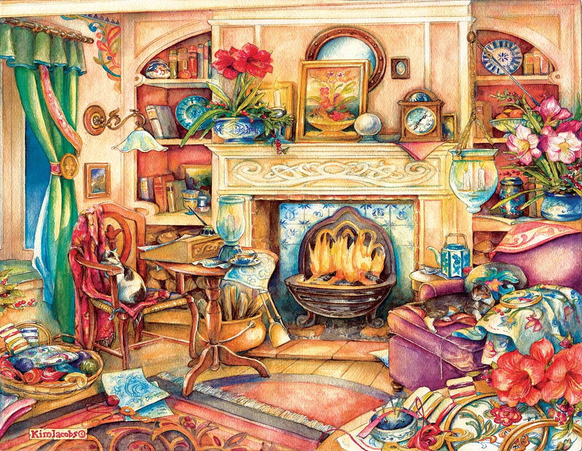 Fireside Embroidery 1000 pc Oversized Pieces Jigsaw Puzzle by SUNSOUT INC