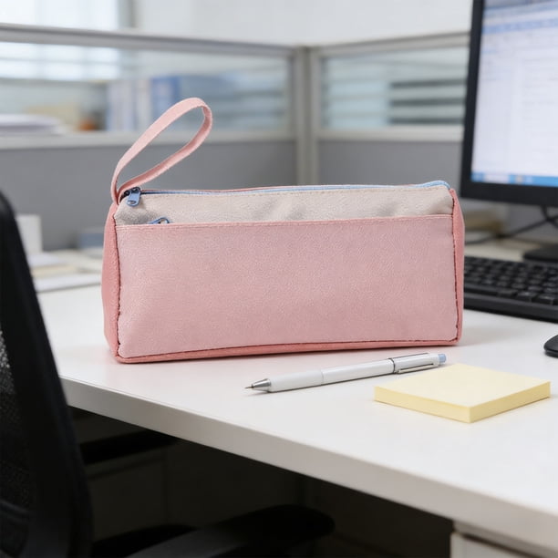 Estuche Para Lápices De Tela Oxford Estuche organizador de papelería de tela de doble capa de gran capacidad para la escuela, la oficina y viajes (rosa, 1 pieza) Rkxzt
