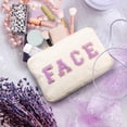 thumbnail image 4 of Bolsas de maquillaje Pinkunn Preppy Chenille Letter, 4 unidades, color morado, 4 of 6
