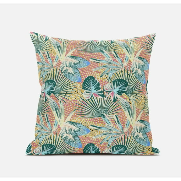 16†Blue Peach Tropical Suede Throw Pillow