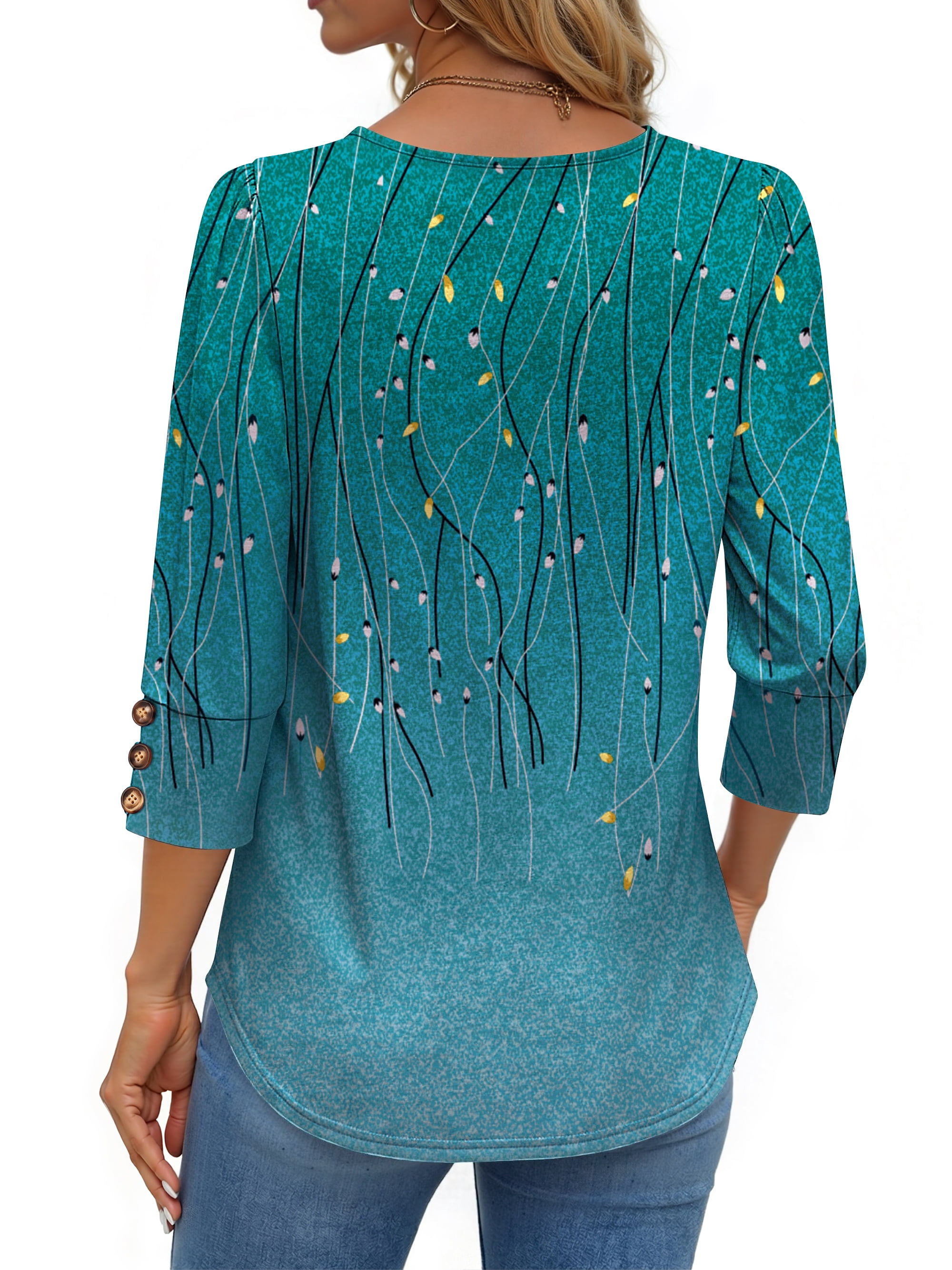 Fantaslook Womens Tops 3/4 Sleeve with Buttons Dressy Casual Blouses Summer Shirts Beach Vacation Trendy Clothes