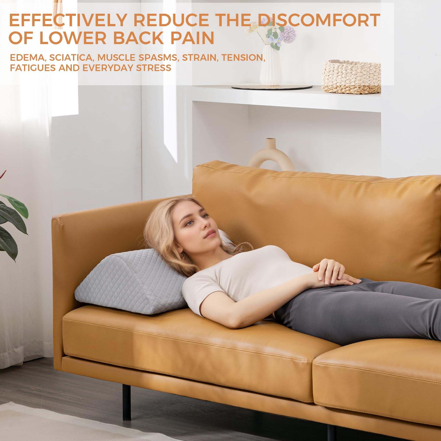 Ganondorf Knee Wedge Pillow 6.3'' for Post-Surgery Recovery - Leg Elevation Support for Sleep Position,Alleviating Lower Back & Hip Pain Enhancing Circulation in Ankles Legs Triangle Pillow
