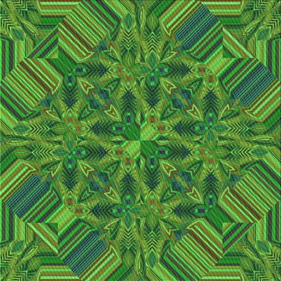 Ahgly Company Indoor Square Patterned Army Green Area Rugs, 7' Square
