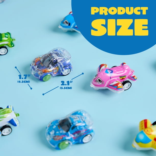 Joyfy 50 Pcs Mini Voitures Cadeaux de Fête Voiture à Rétrofriction pour Tout-Petits en Vrac Voitures Jouets et Avions Véhicules de Course pour Enfants, Prix de Classe, Jouets pour Boîte au Trésor