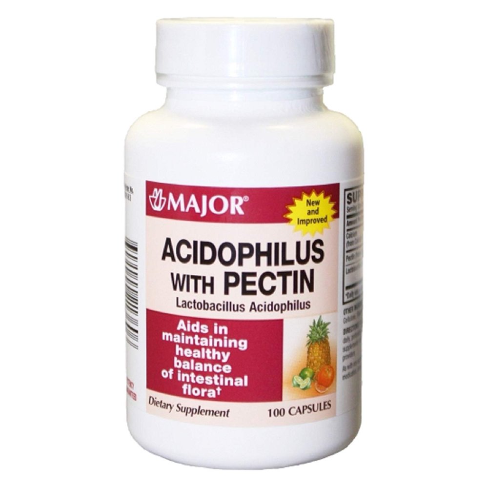 3 Pack Major Probiotic Dietary Supplement Acidophilus with Pectin 100