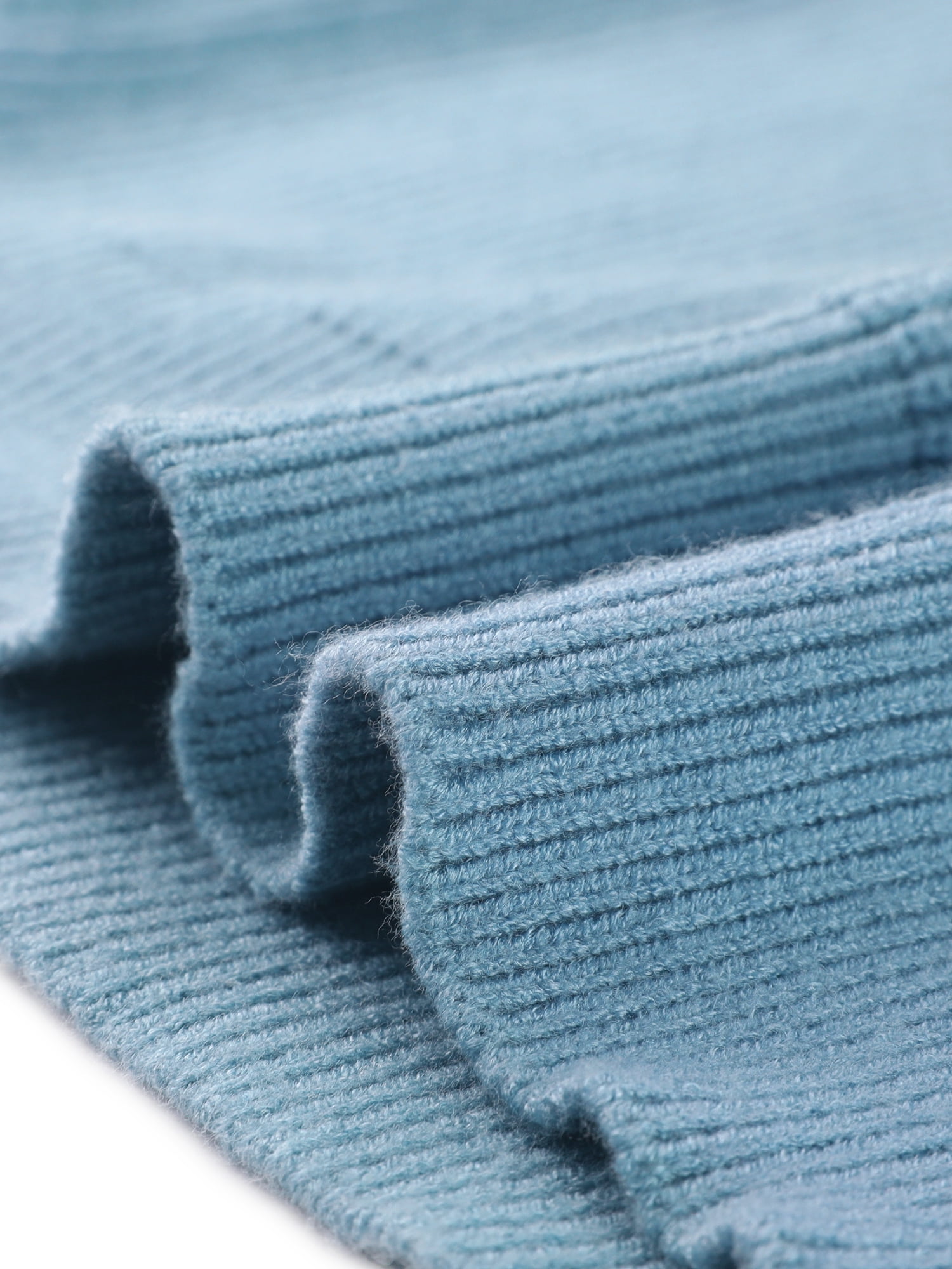 Women's V Neck Button Up Long Sleeve Ribbed Knit Loose Chunky Warm Pullover Sweater Top M Blue