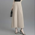 thumbnail image 5 of Women's High Waist Wide Leg Pants, Soft Elastic Waist Pull On Trousers, Flowy Drape Style Pants, Lightweight Breathable Pants, Comfortable Loose Fit Bottoms, Elegant Casual Trousers Beige, 5 of 10