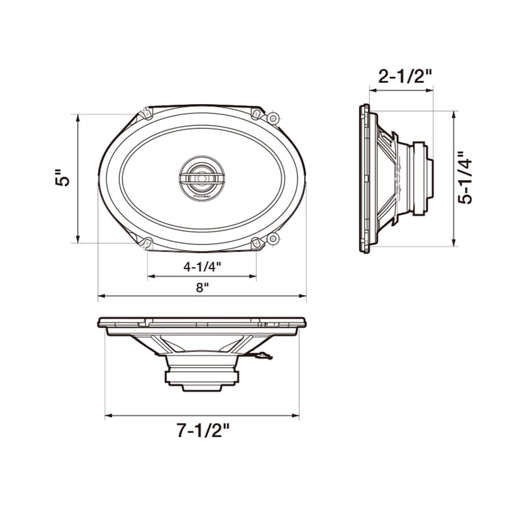 Pioneer, 6‚Äùx 8‚Äù Two-Way Speakers, TS-G6820S, 250 W Max Power